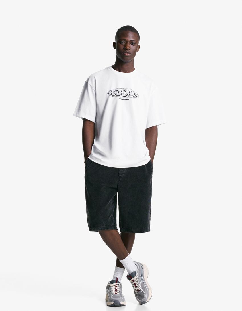 Short sleeve T-shirt with print-White-3