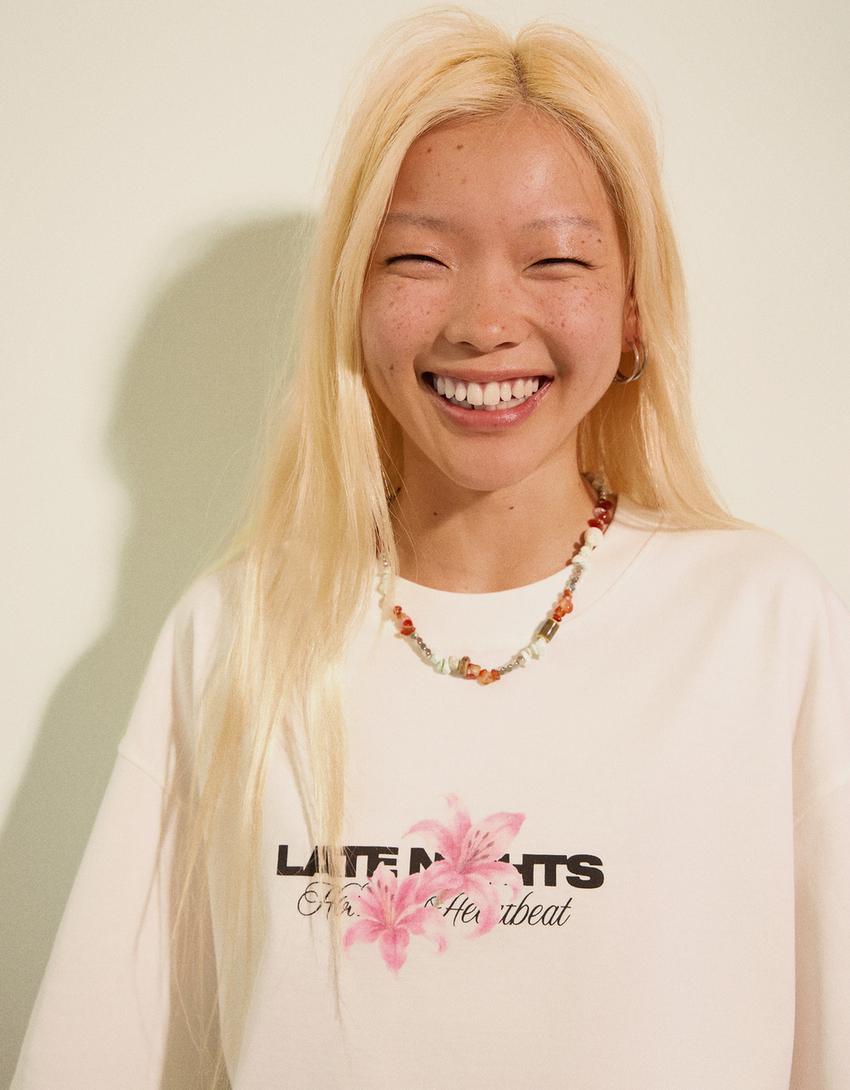 Oversize print T-shirt-Off white