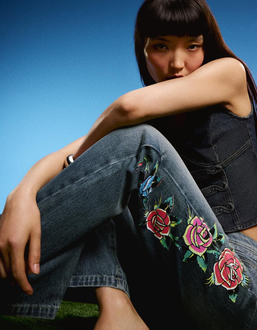 ED HARDY X BERSHKA bootcut jean-Mavi