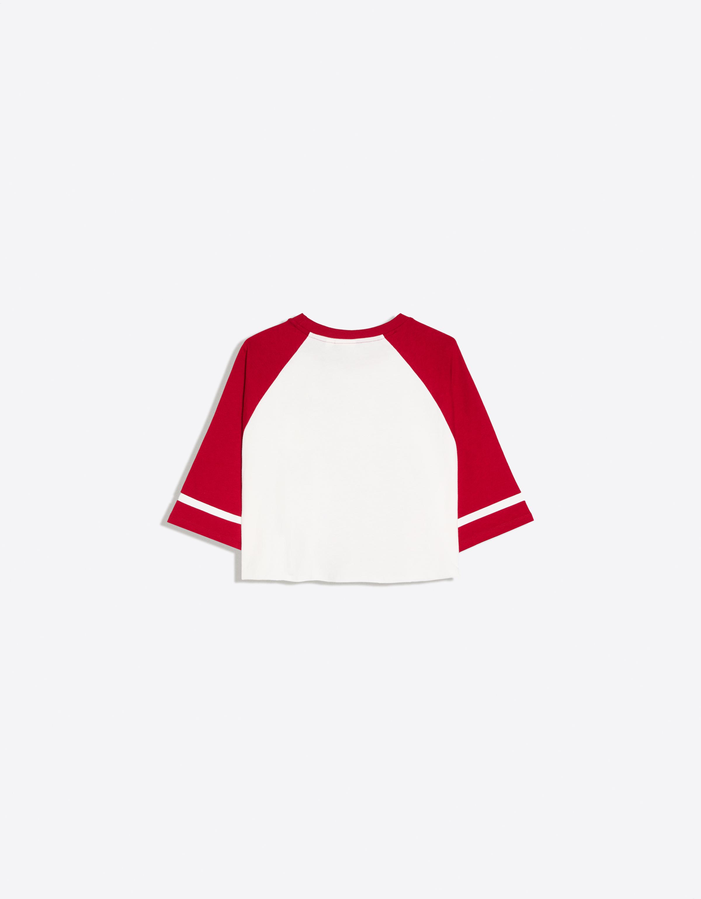 Short sleeve raglan print T-shirt — White
