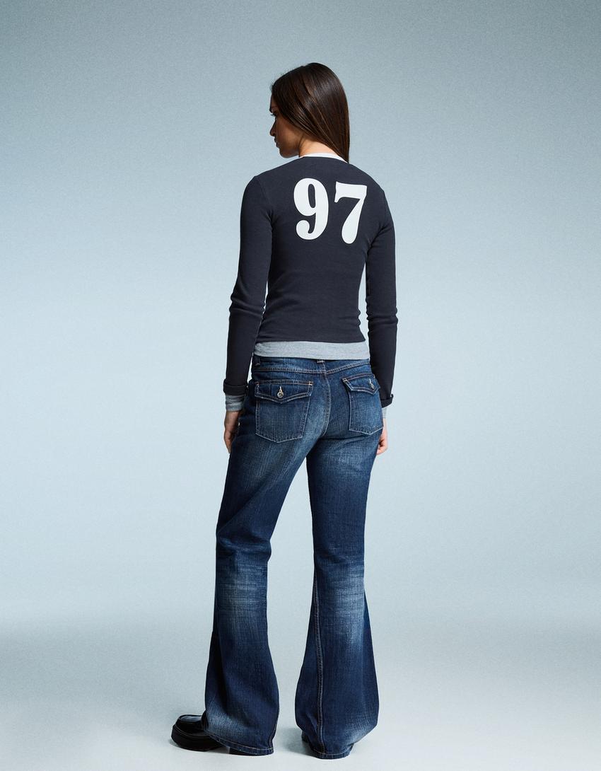 Long sleeve T-shirt with print-Navy