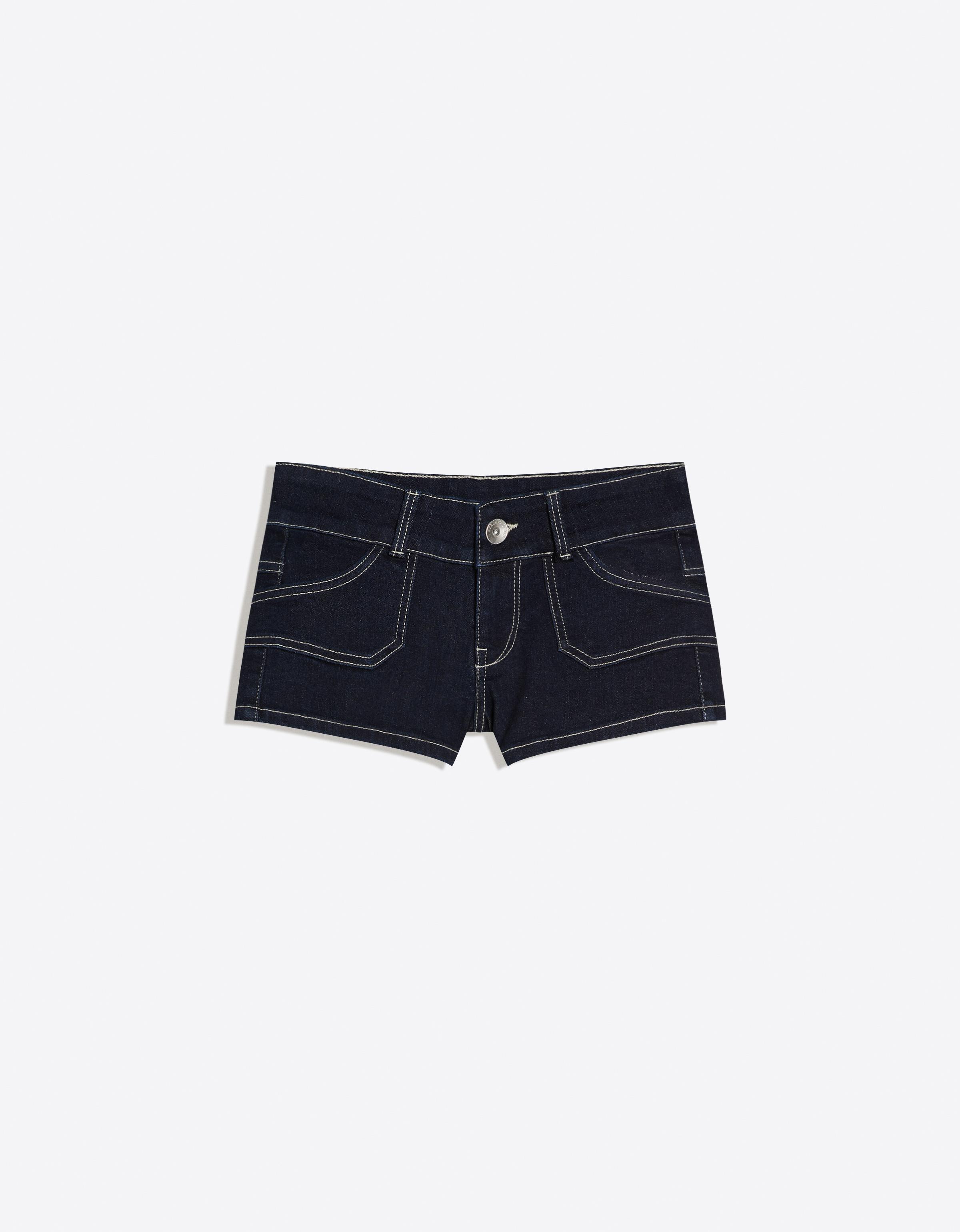 Denim contrast mini shorts
