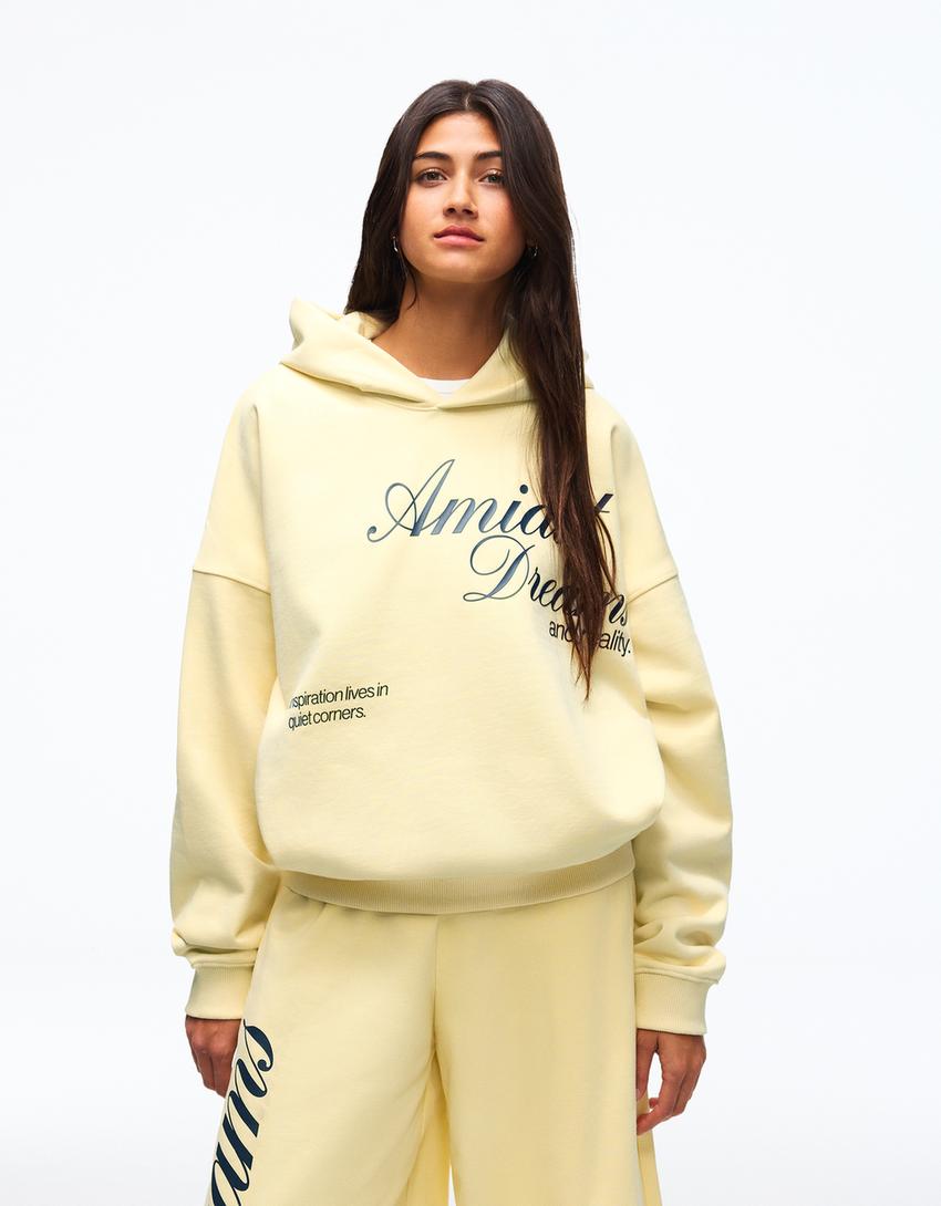 Sudadera capucha print-Amarillo