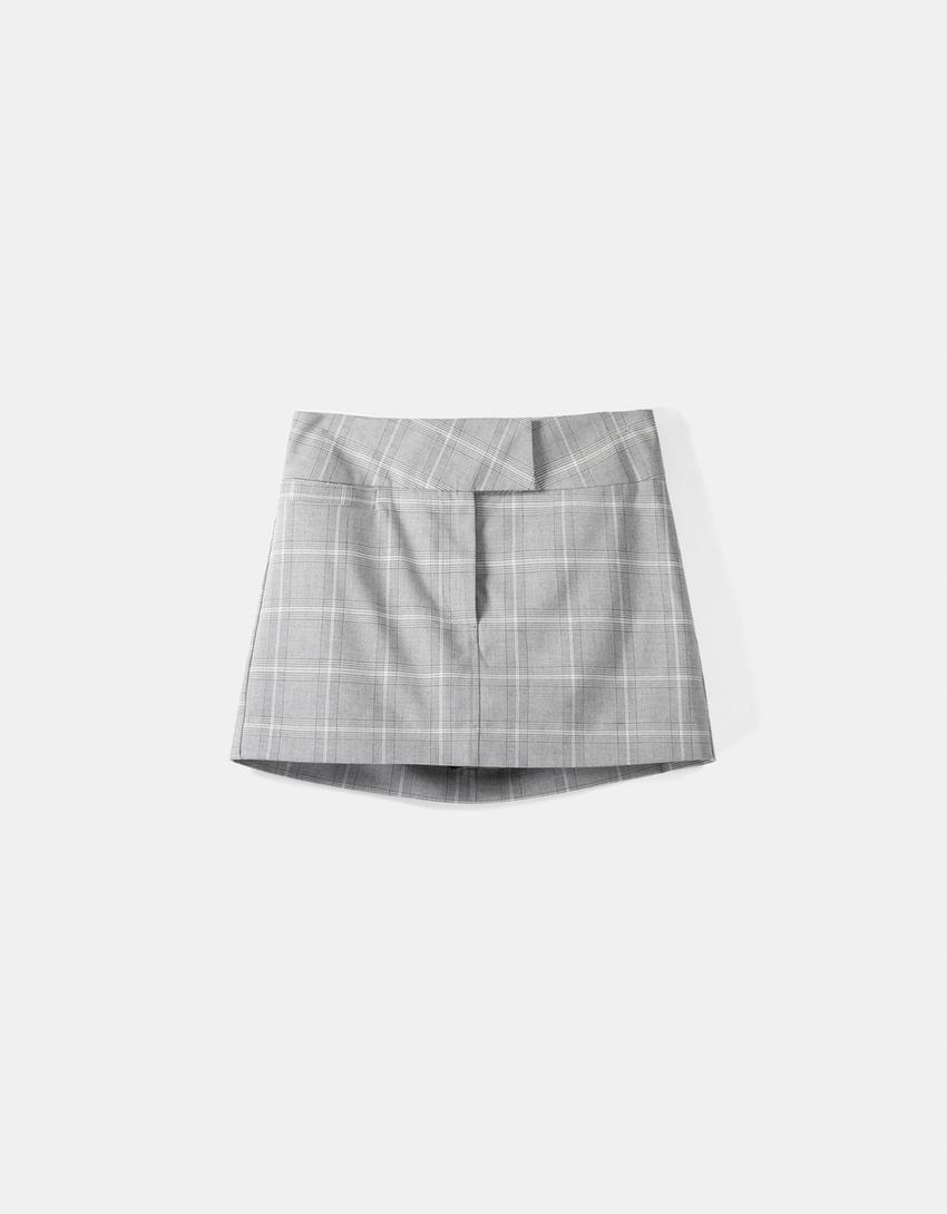 تنورة قصيرة محبوكة-رمادي-4