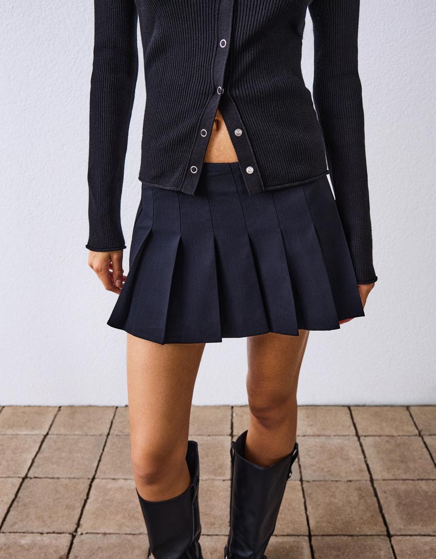 Falda mini tablas-Negro