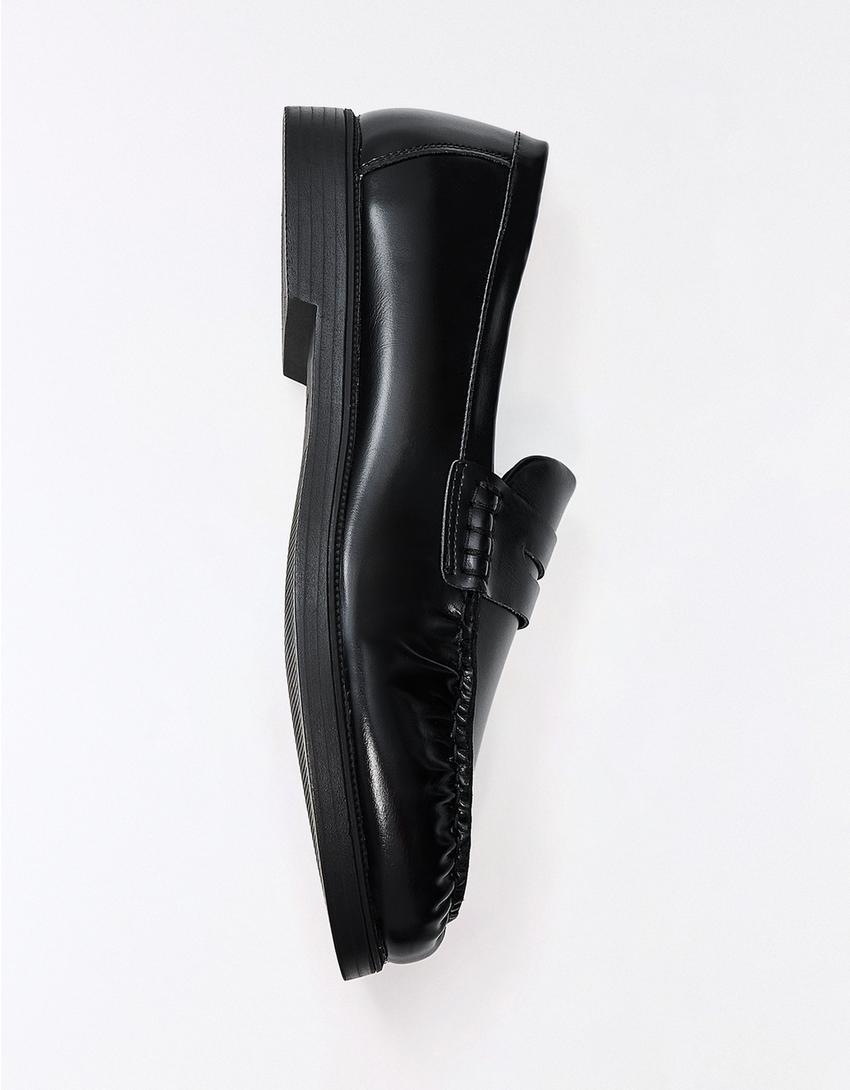 Gathered loafers-BLACK