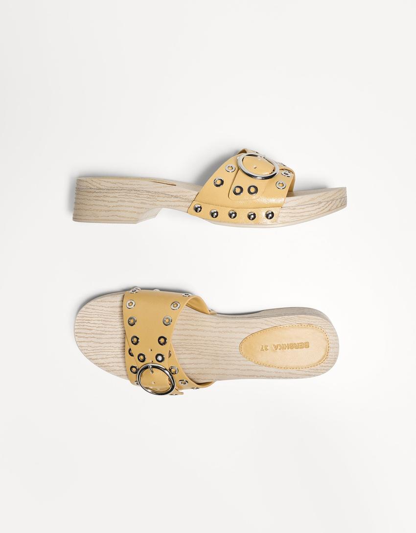Sandales talon mules-Jaune
