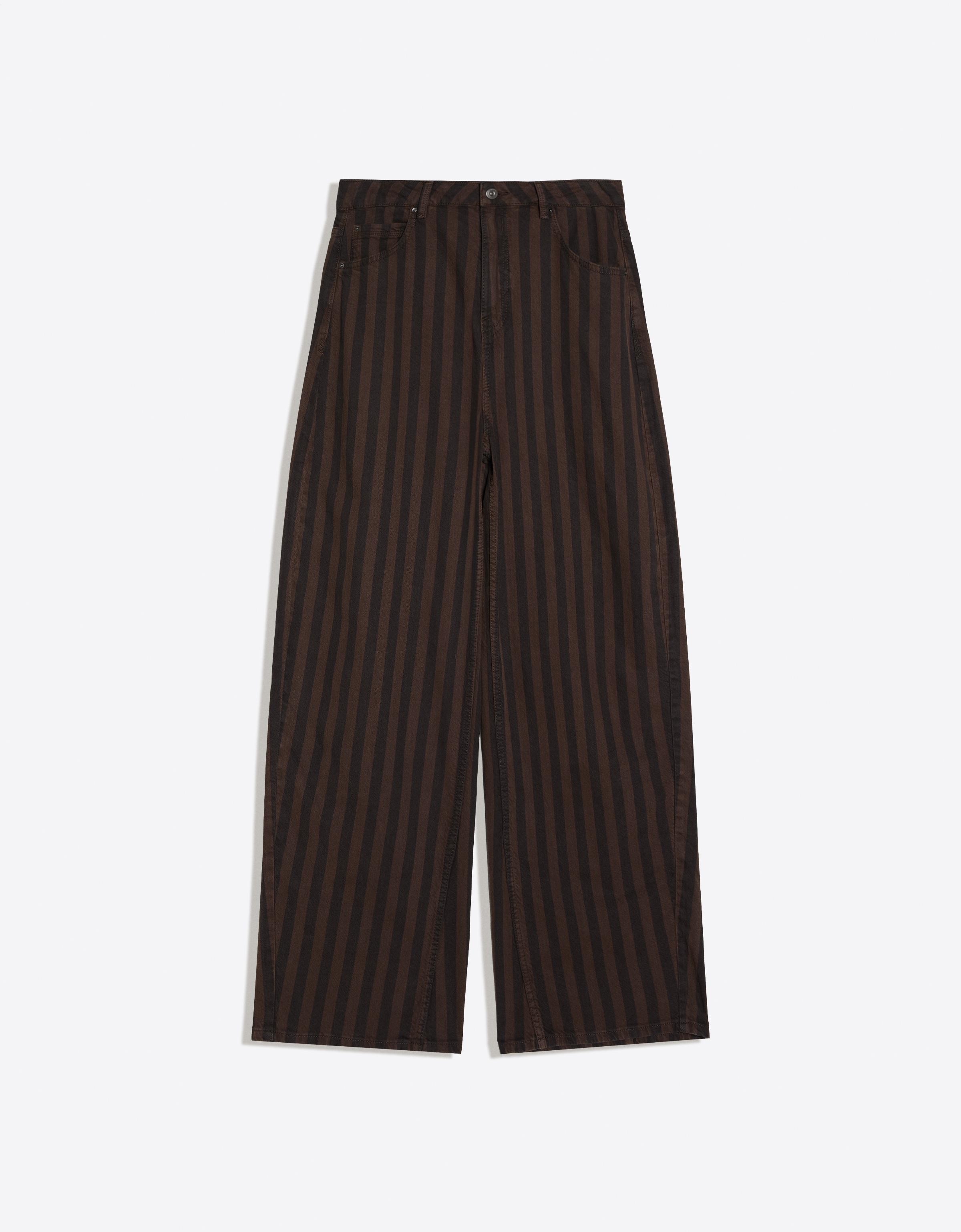 Stripe barrel trousers — Brown
