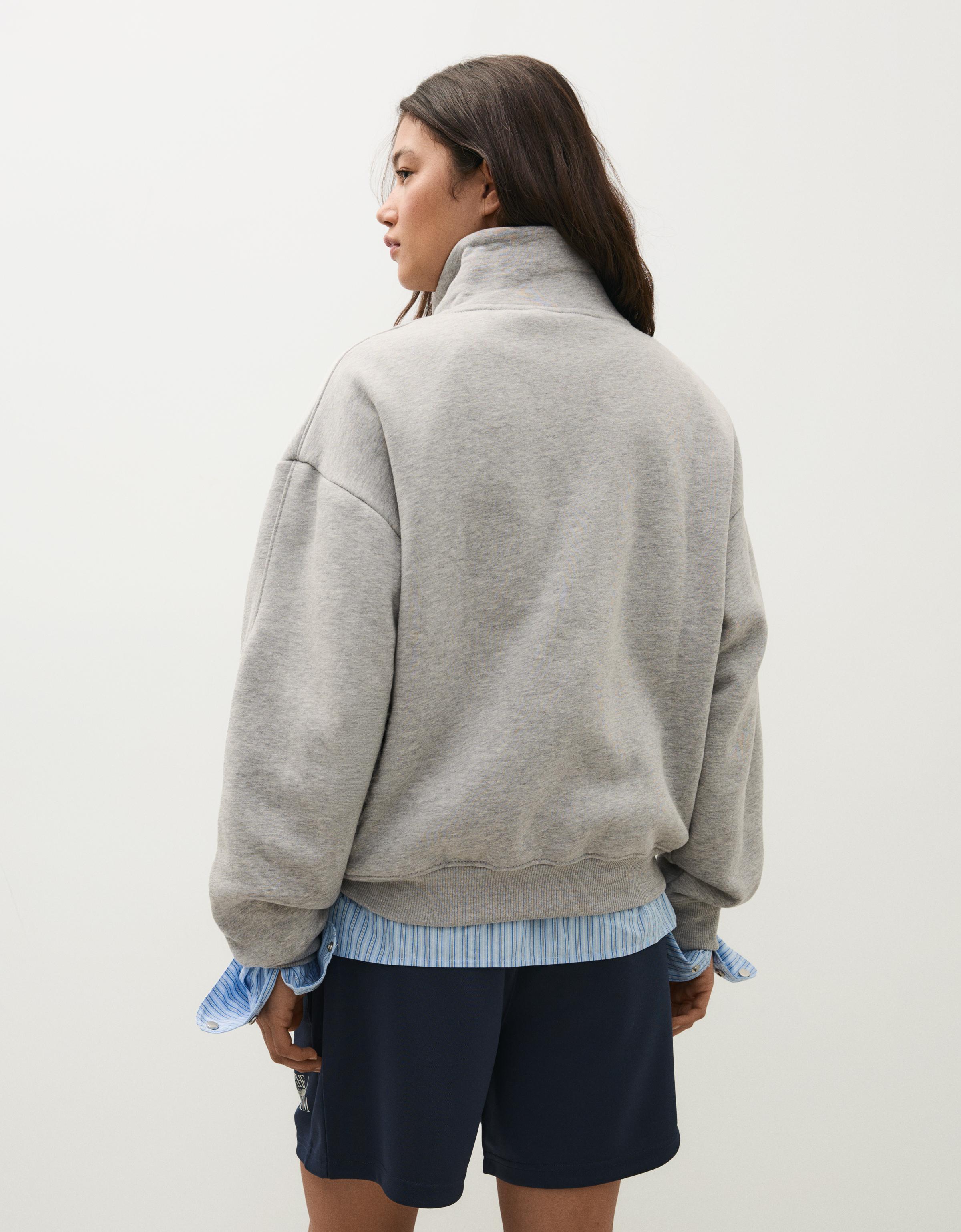 High neck zip-up sweatshirt — Grey