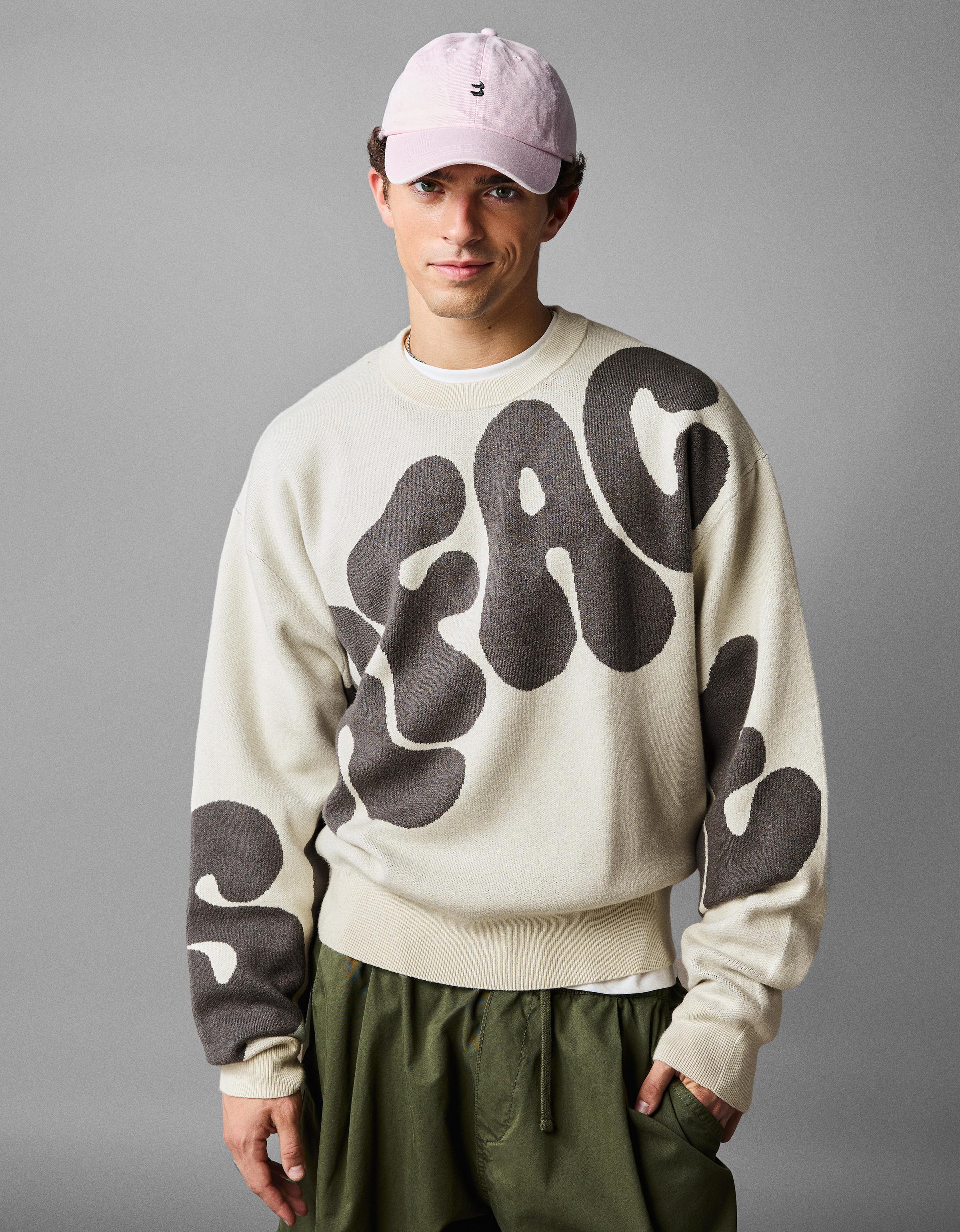 Bershka Jersey Cuello Redondo Print Hombre L Gris