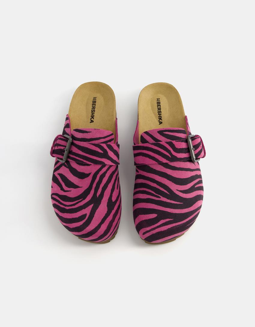 Sabots plateforme en CUIR-Fuchsia-5