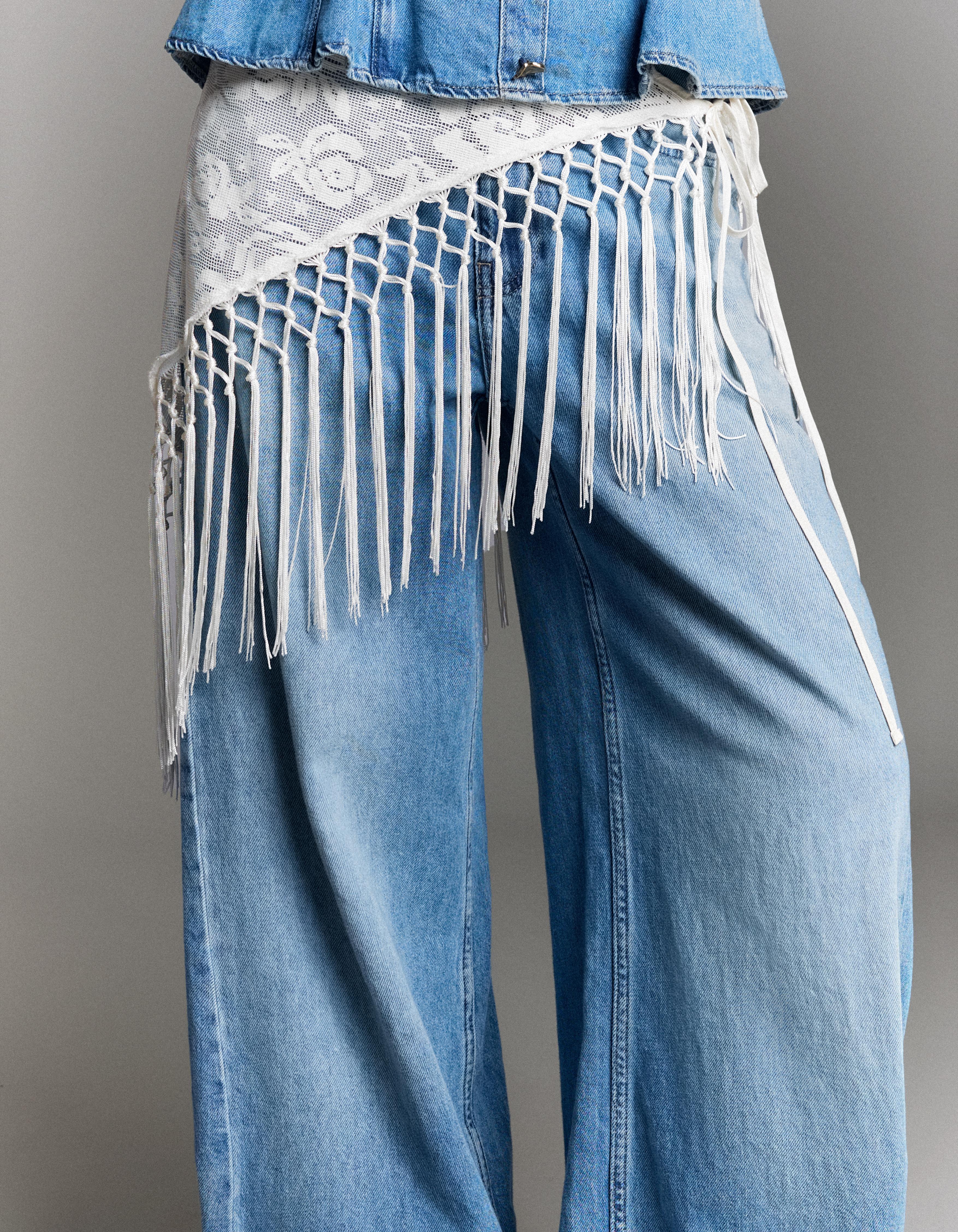 Bershka Sobrefalda Tapicero Flecos Mujer Crudo