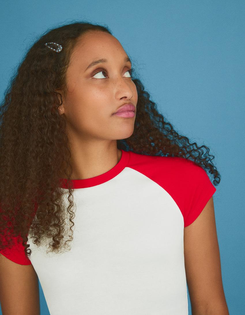 Figurbetontes Raglan-Shirt-Weiss