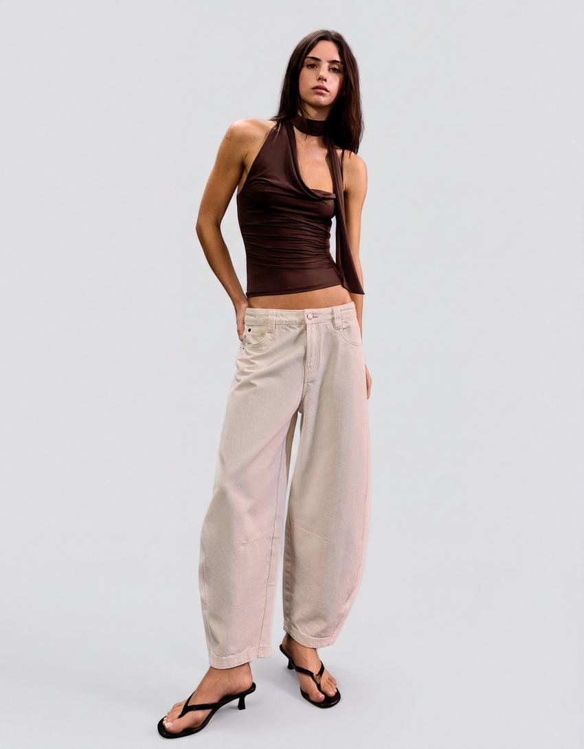 Asymmetric kerchief top-Brown