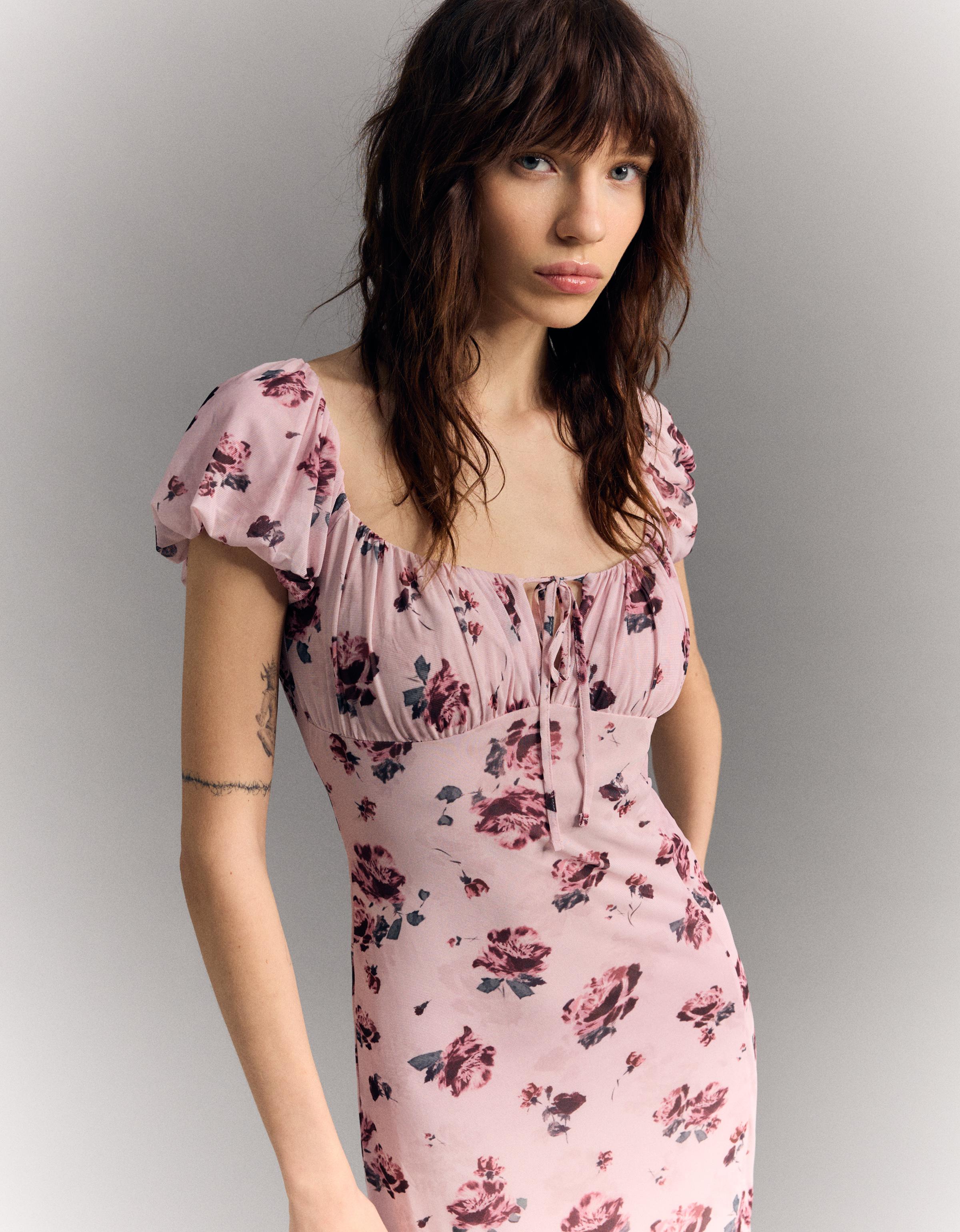 Tulle midi dress - Dresses and jumpsuits - Women | Bershka Tulle midi dress - Dresses and jumpsuits - Women | Bershka