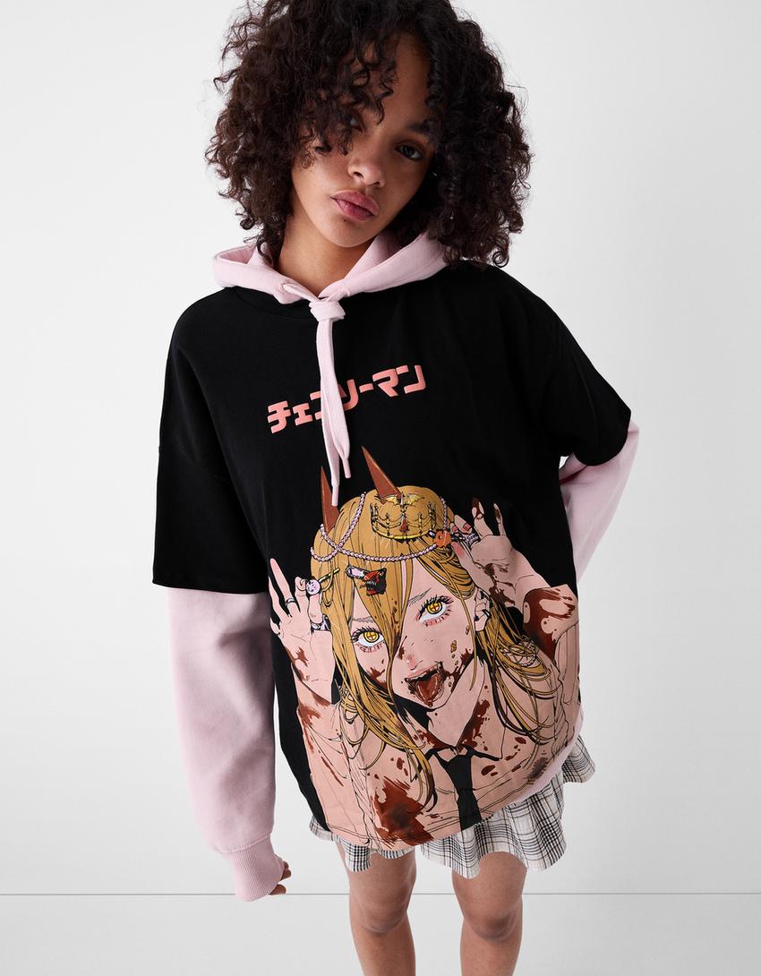 T-shirt manches courtes imprimé Chainsaw Man-Noir-2