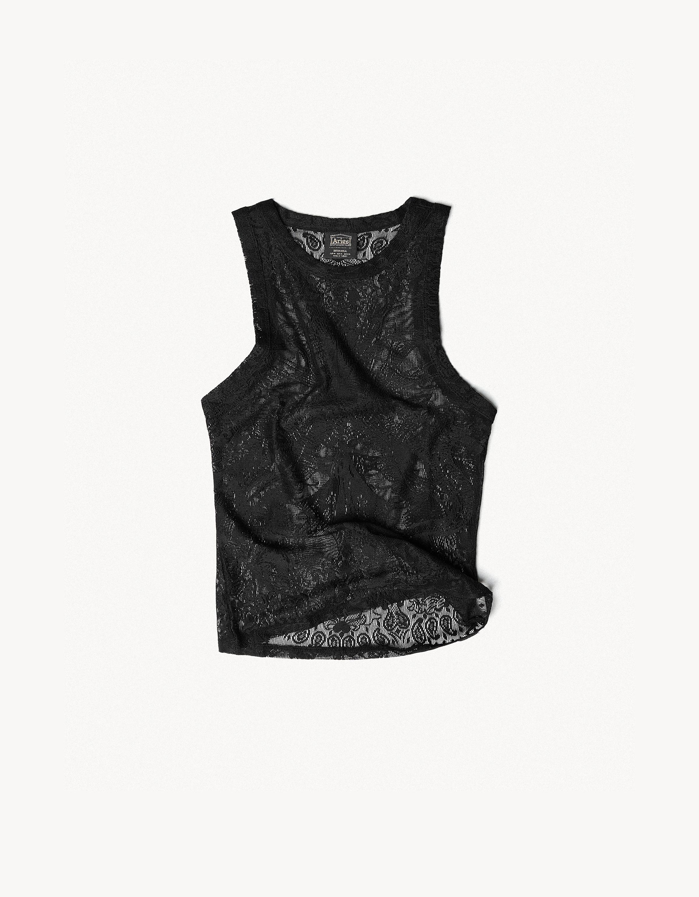 Bershka ARIES X BERSHKA dantel detaylı kolsuz top görsel 8
