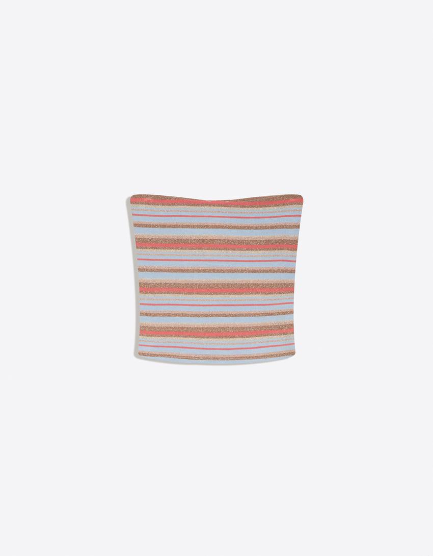 Gestreiftes Bandeau-Top-Hellblau