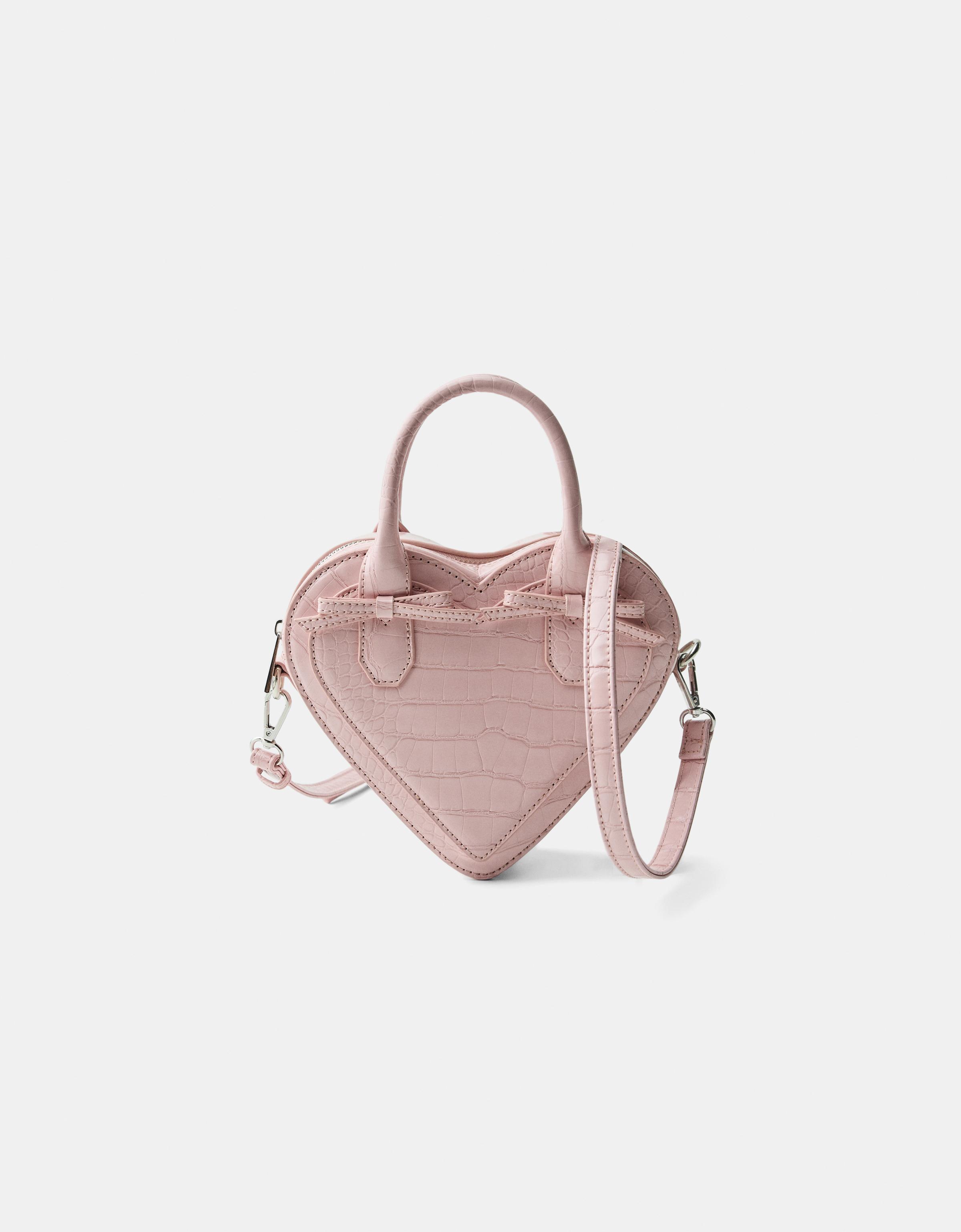 Bershka Tasche In Herz-Form Mit Geprägtem Tierprint Damen Rosa