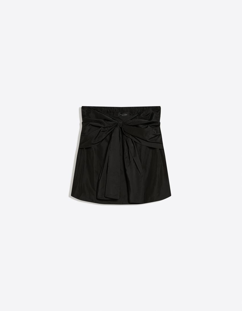 Bandeau top with tie detail-Black