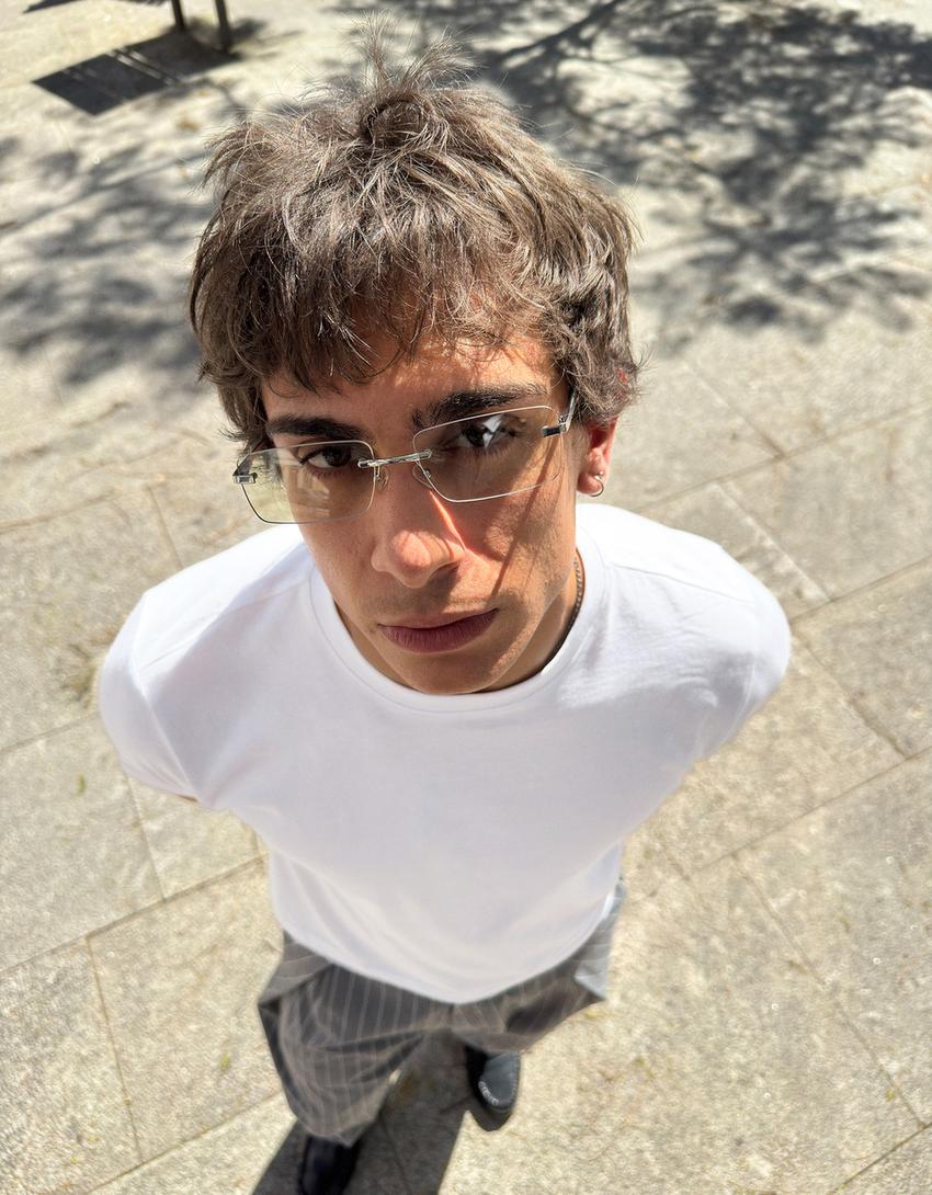 T-shirt manches courtes retroussées-Blanc