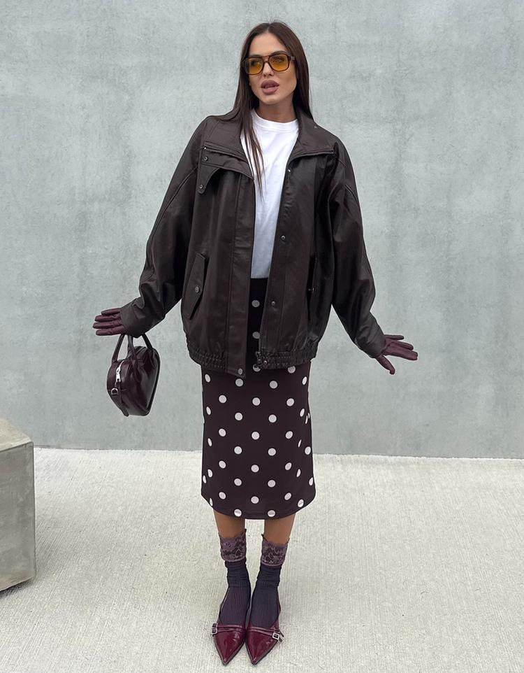 Oversize leather effect jacket