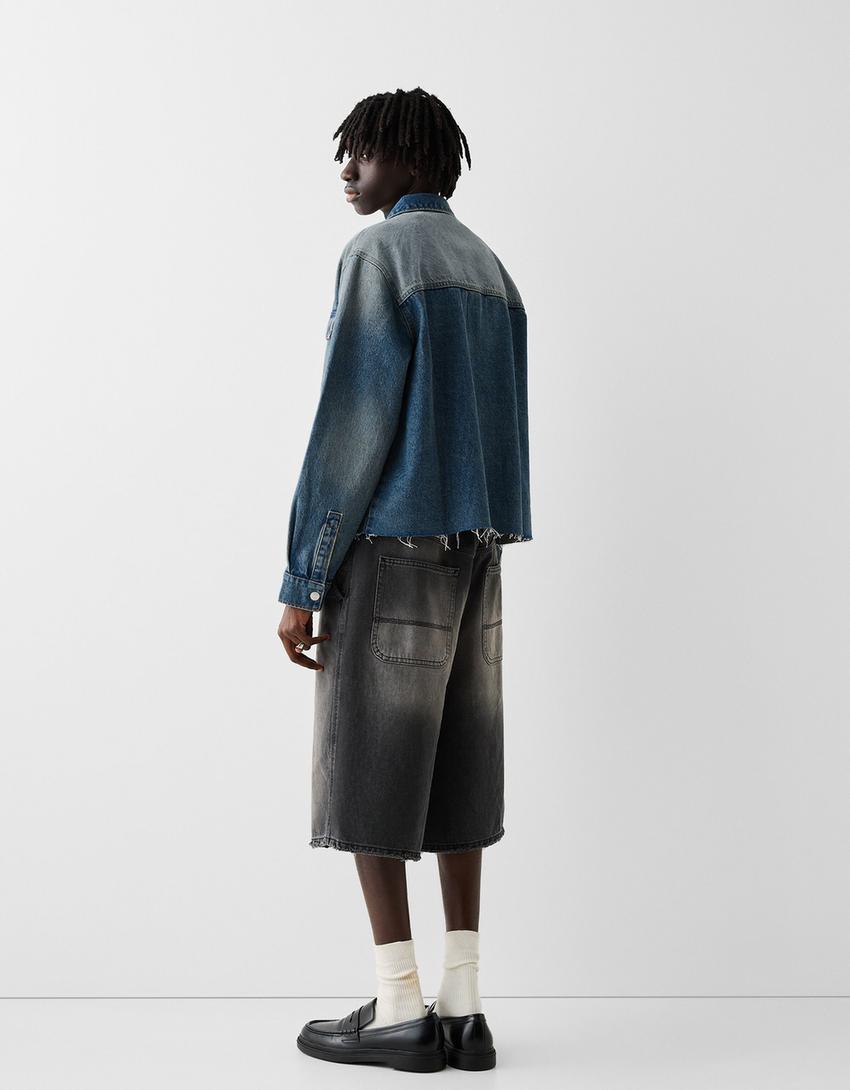 Camisa denim cropped-Azul lavado-1