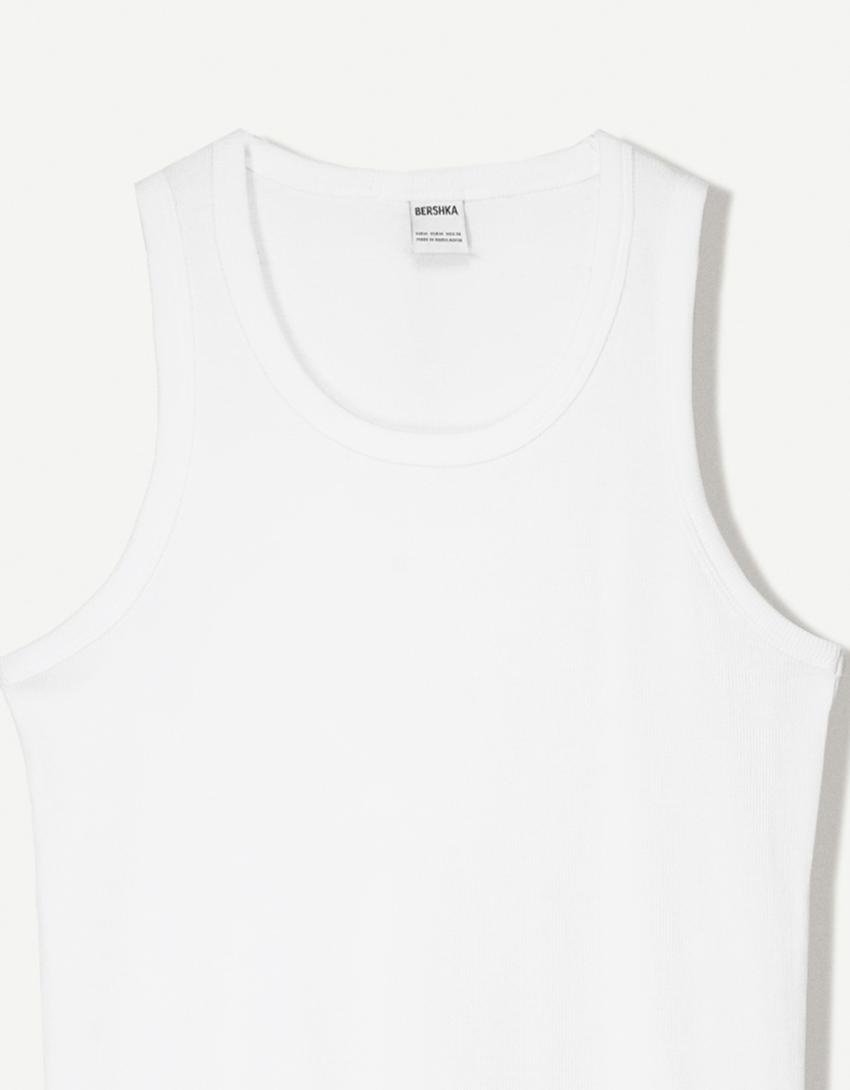 Ribbed vest top-White