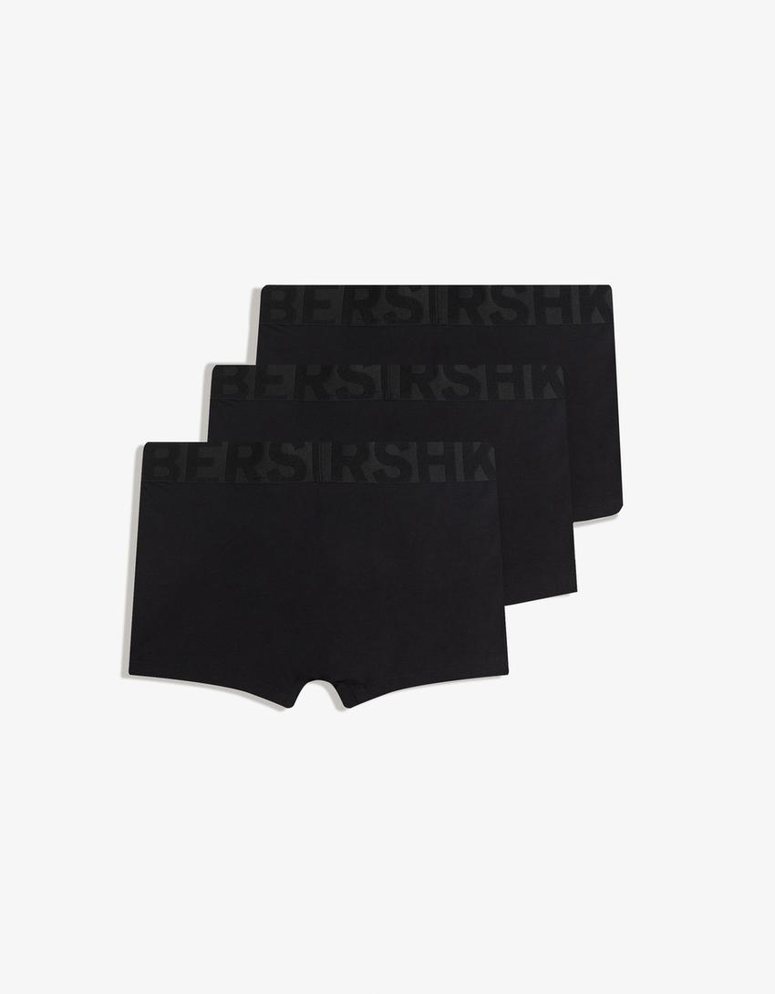 Lot de 3 boxers à large ceinture-Noir