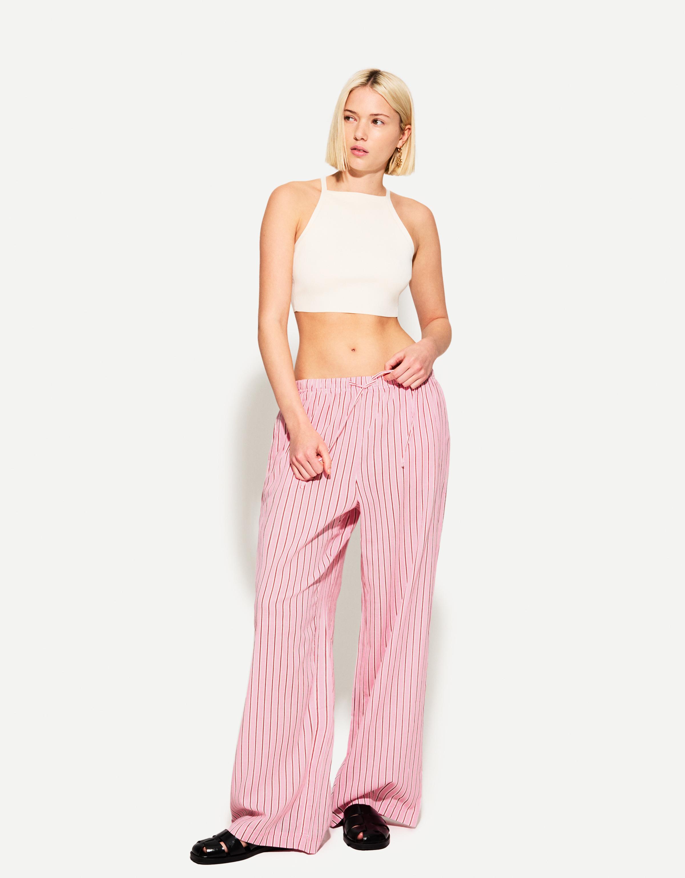 Bershka Wide Leg Hose Damen Xl Rosa