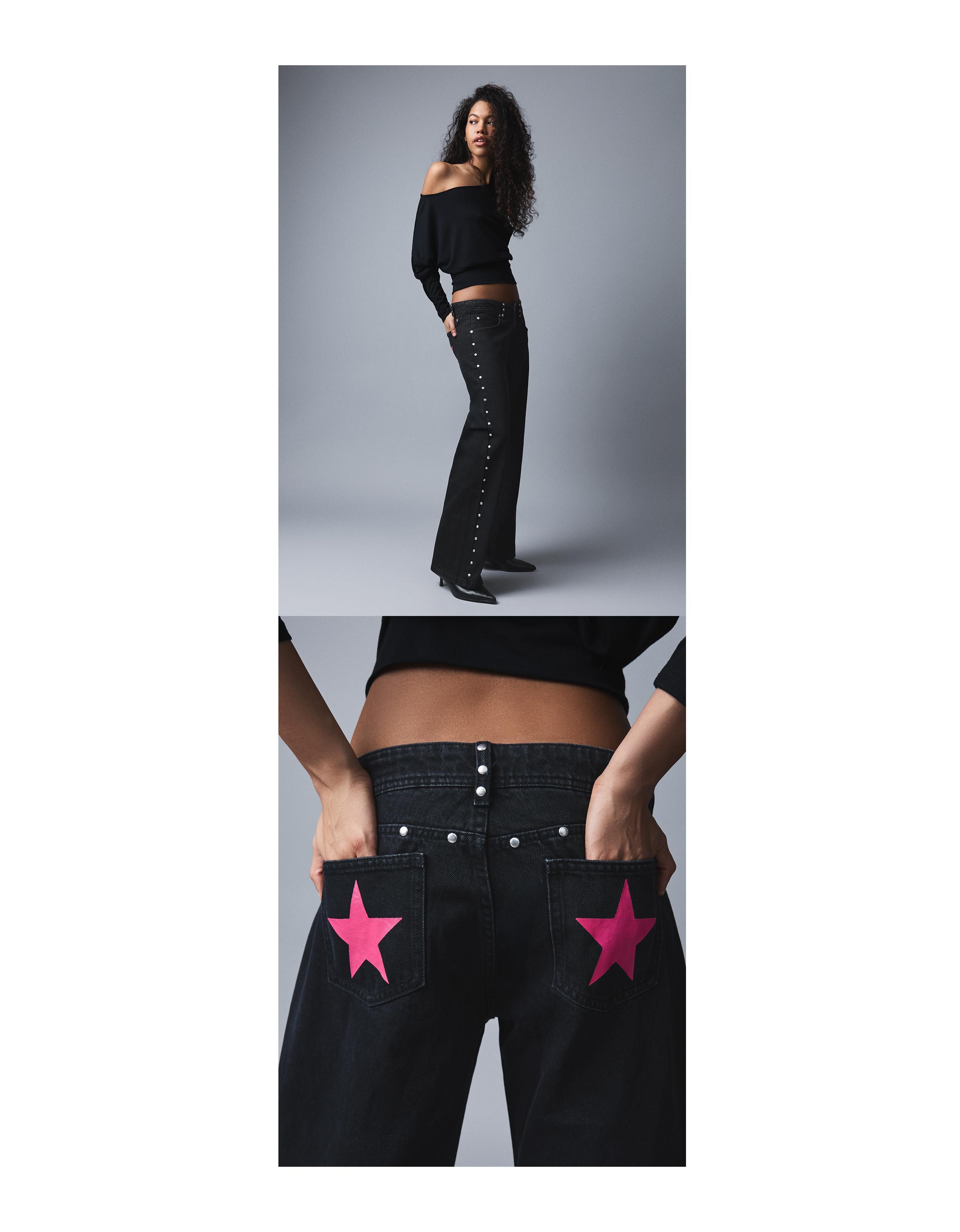 Yıldız zımba detaylı baggy fit jean - Görsel 9