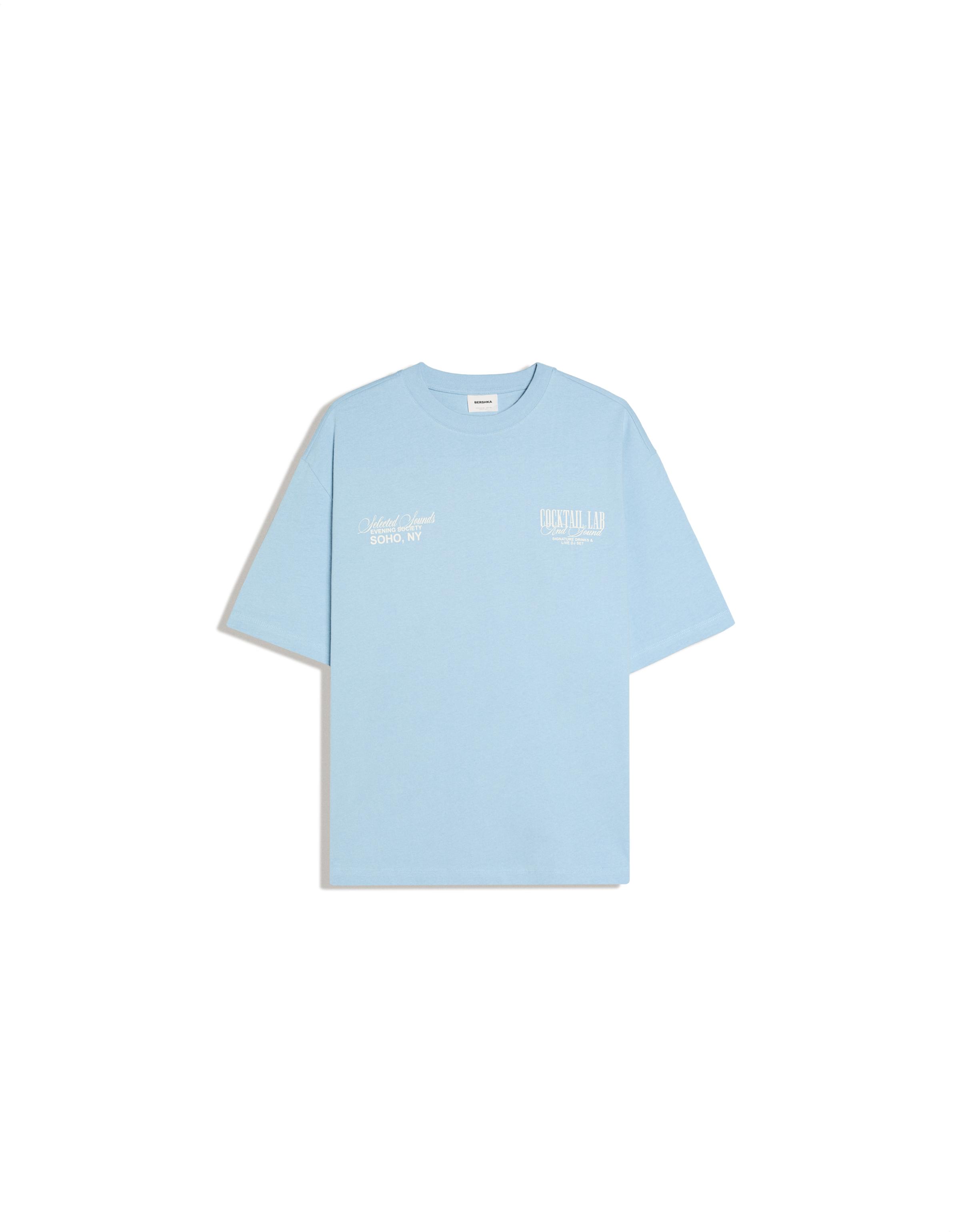 Boxy short sleeve print T-shirt — Light blue