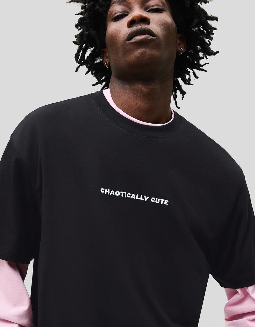 Camiseta Fugglers manga curta estampada-Preto