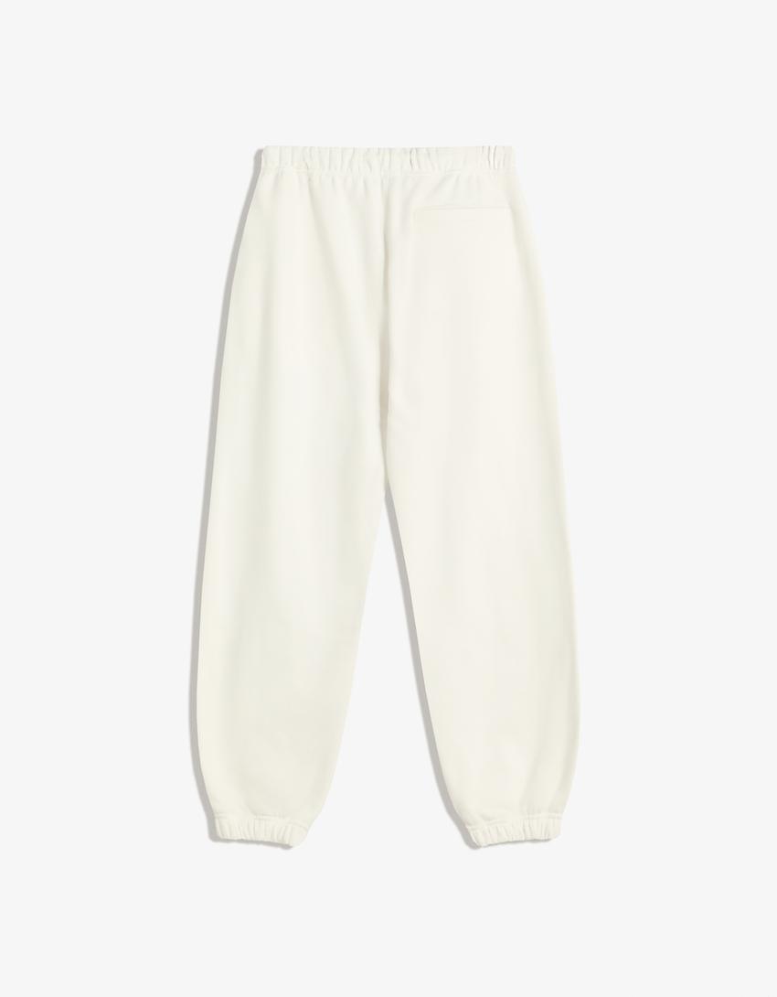 Jogginghose aus Fleece-Weiss-4