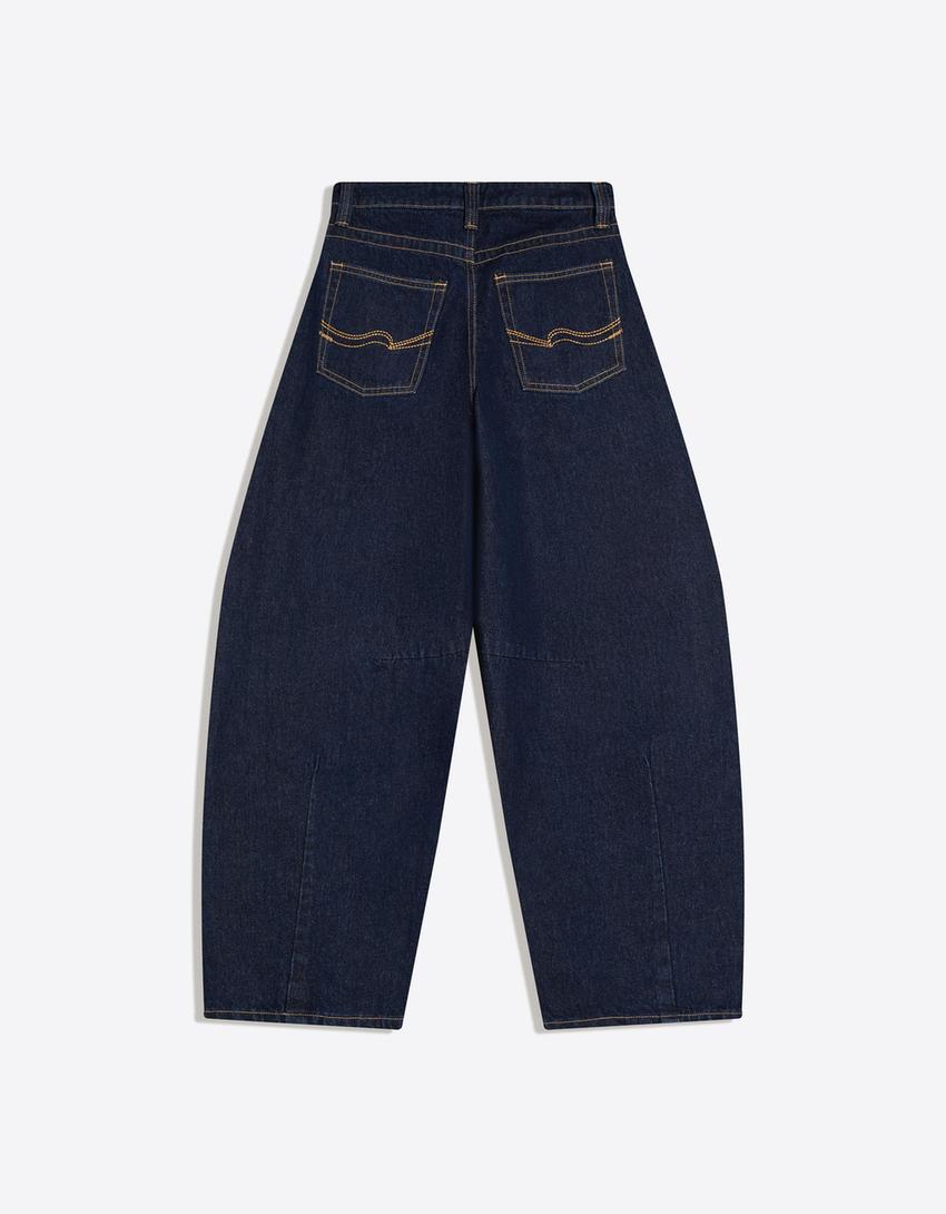 Low-rise slouchy jeans-Navy