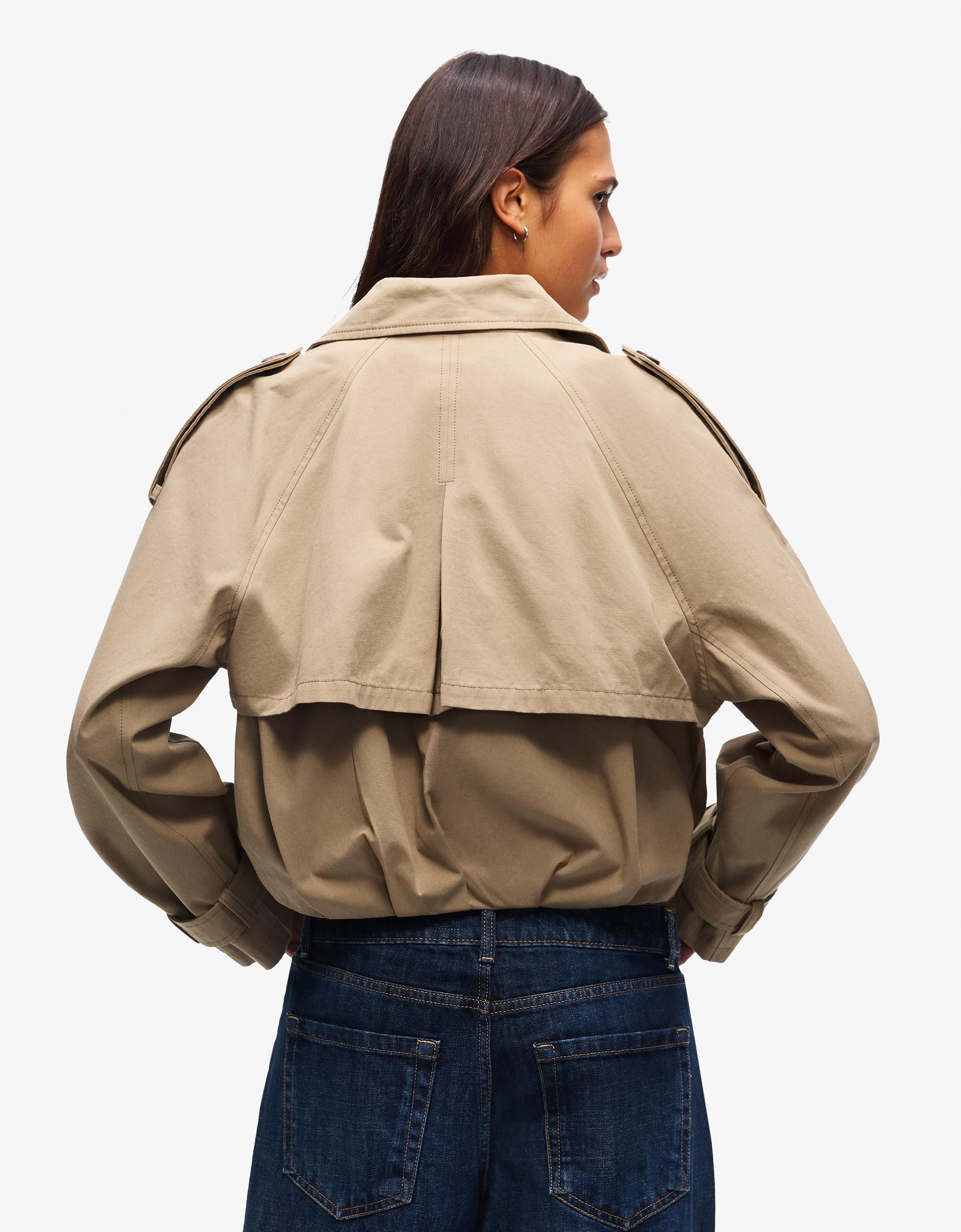 Balloon effect cropped trench coat — Camel