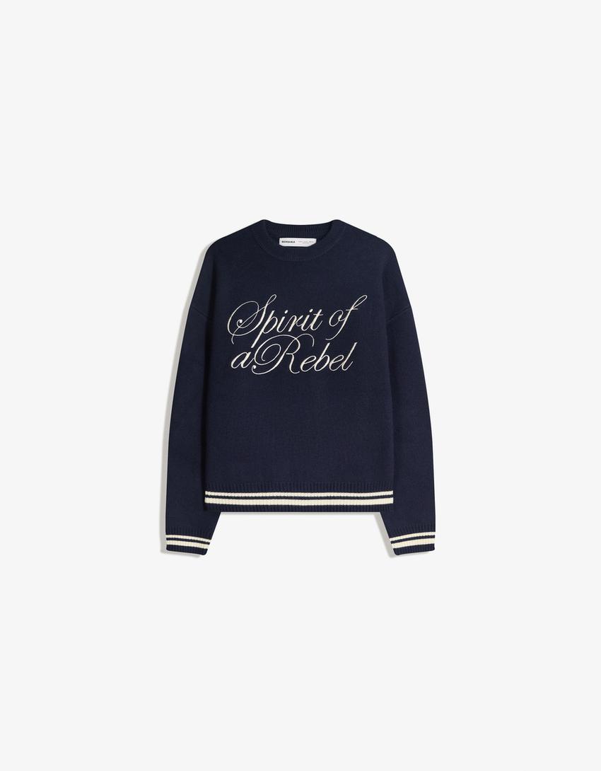 Embroidered jumper-Navy