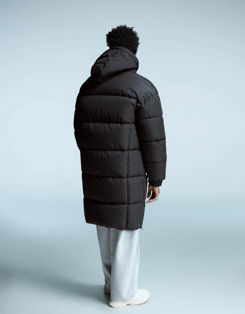 Long puffer coat-Black