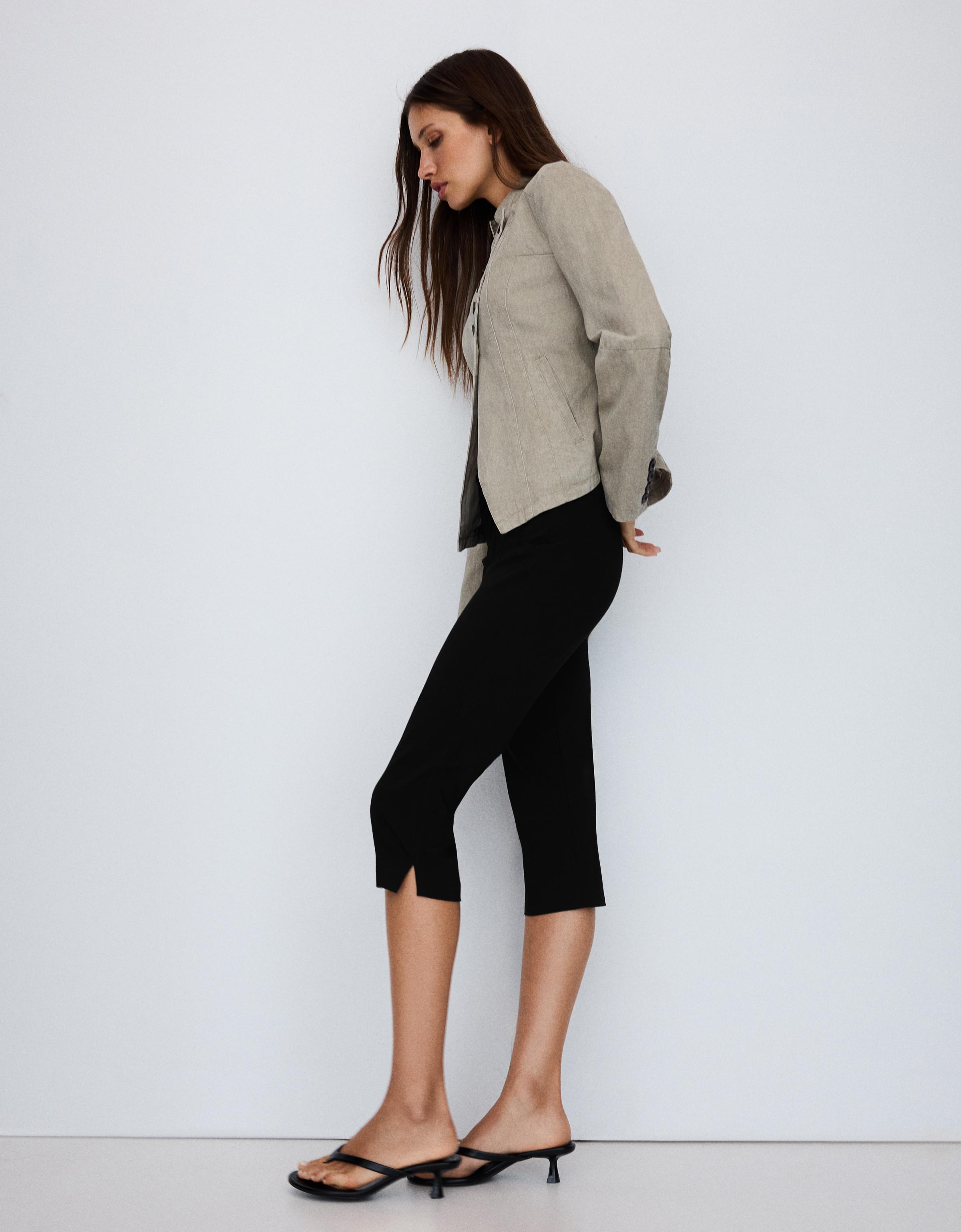 Capris with split hems — Black