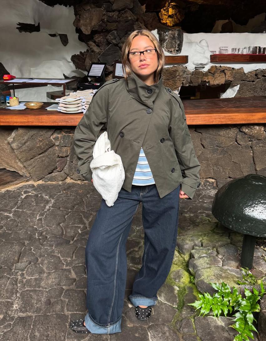 Jeans baggy fit à revers-Marine-1