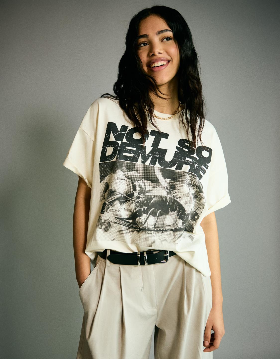 Printed short sleeve oversize T-shirt