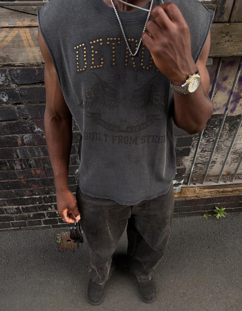 Worker print T-shirt-Grey