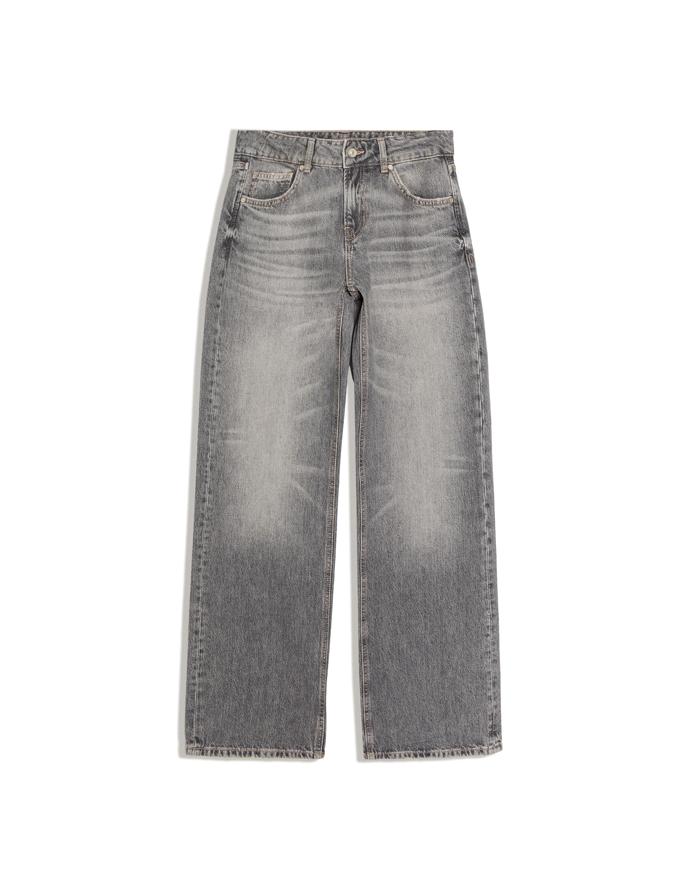 Mid-waist straight jeans — Black
