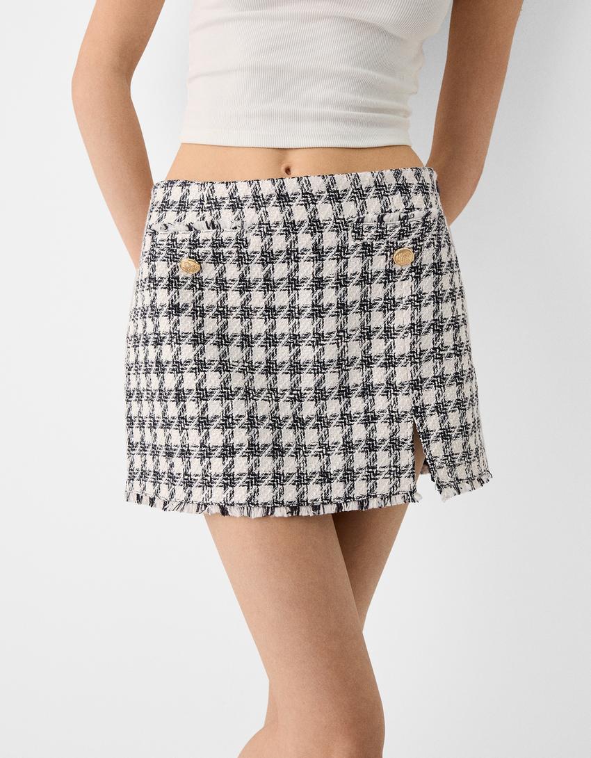 تنورة قصيرة بملمس بارز-أسود-6