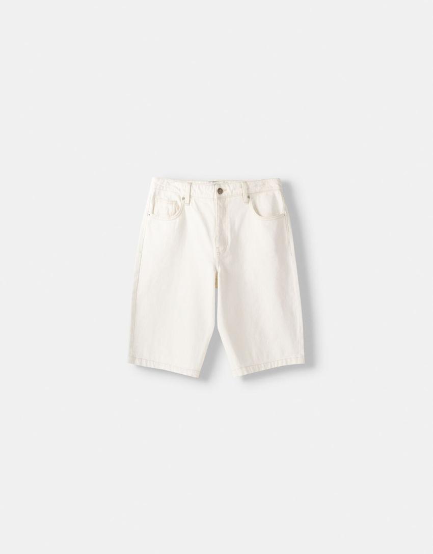 Bermuda baggy denim-Écru-4