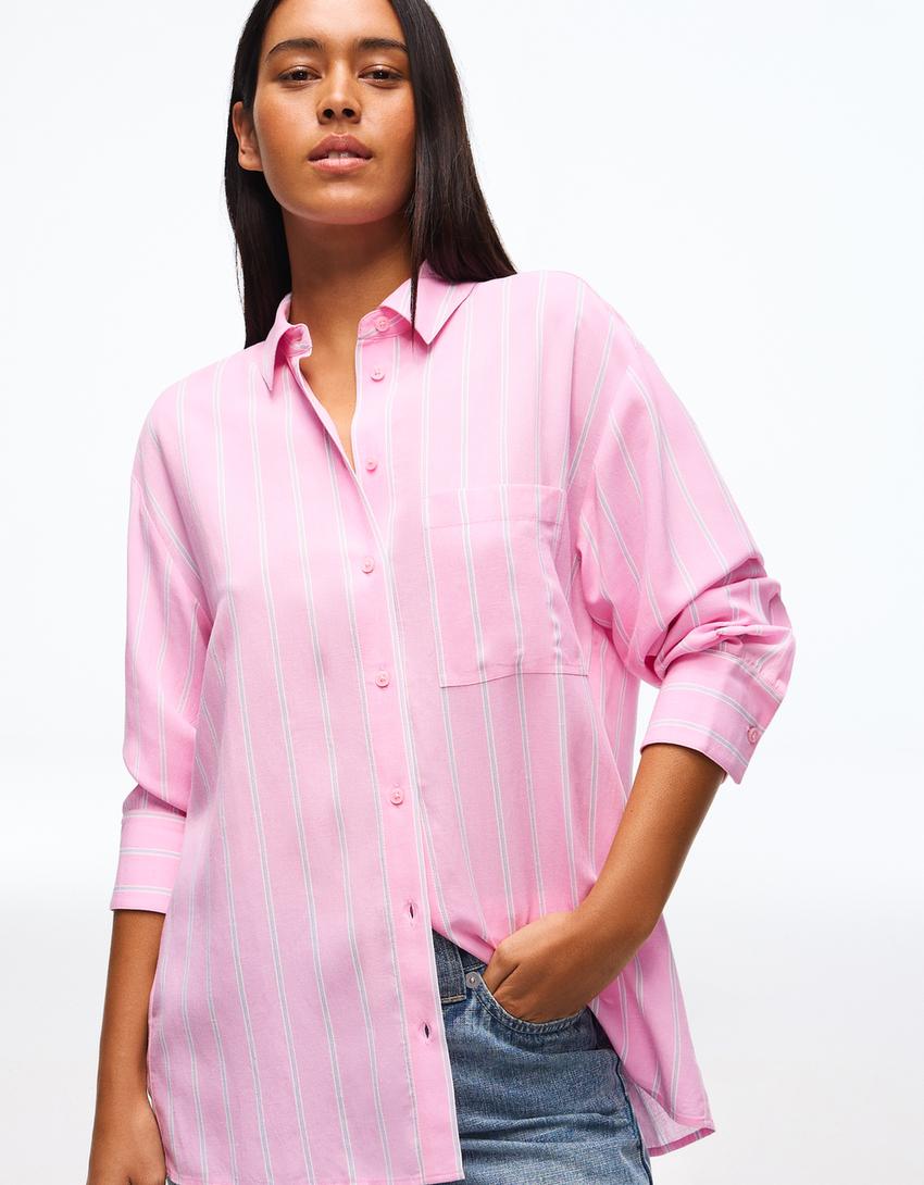 Camisa oversize fluida-Fúcsia
