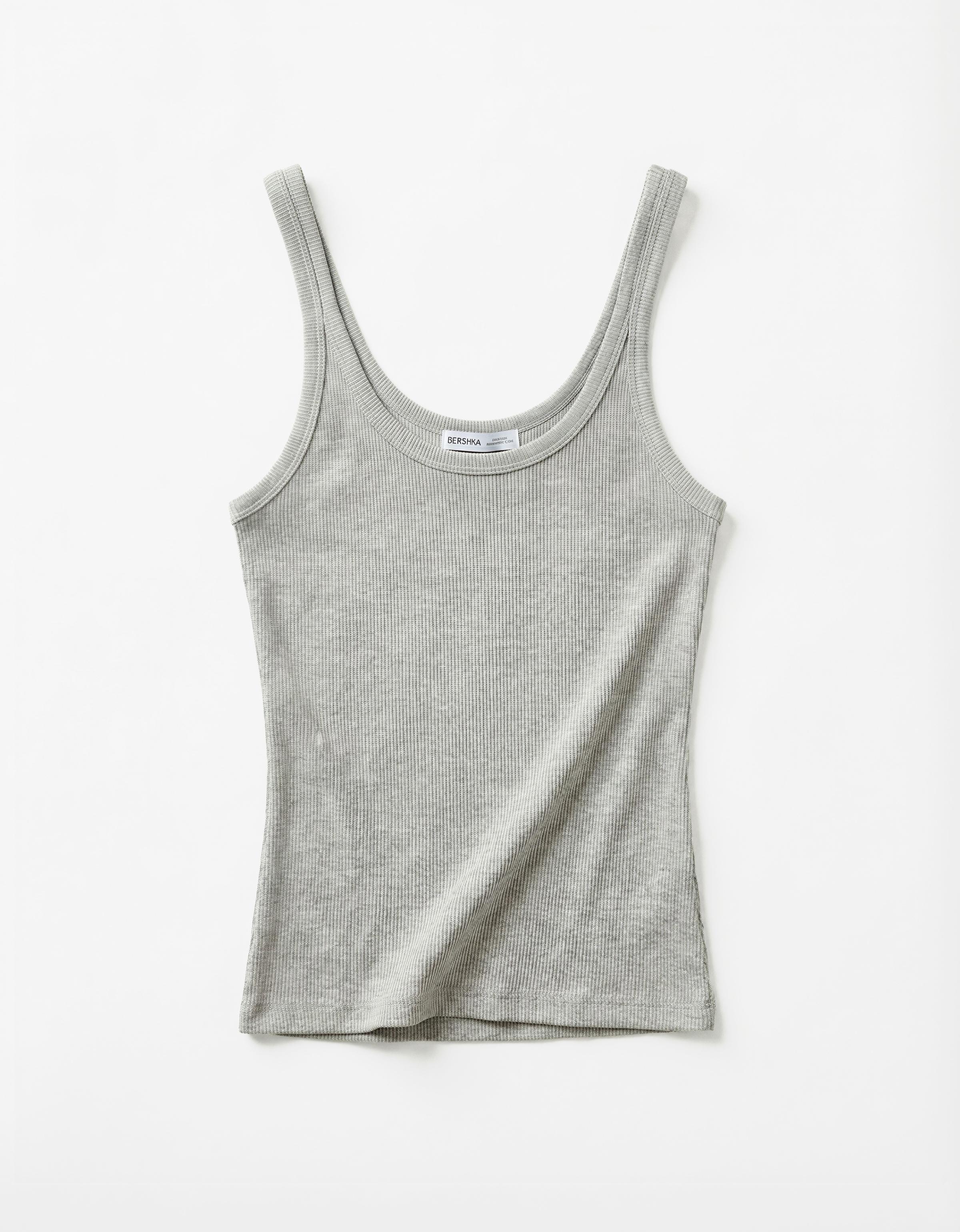 Ribbed vest top — Grey