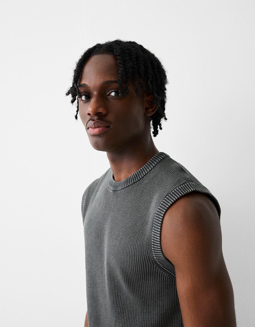 Faded-effect gilet-Dark grey-2