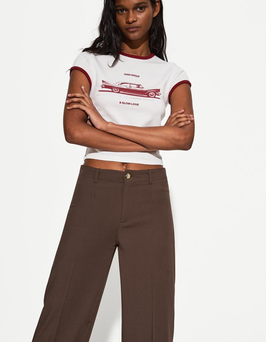 Wide-leg pants-Brown