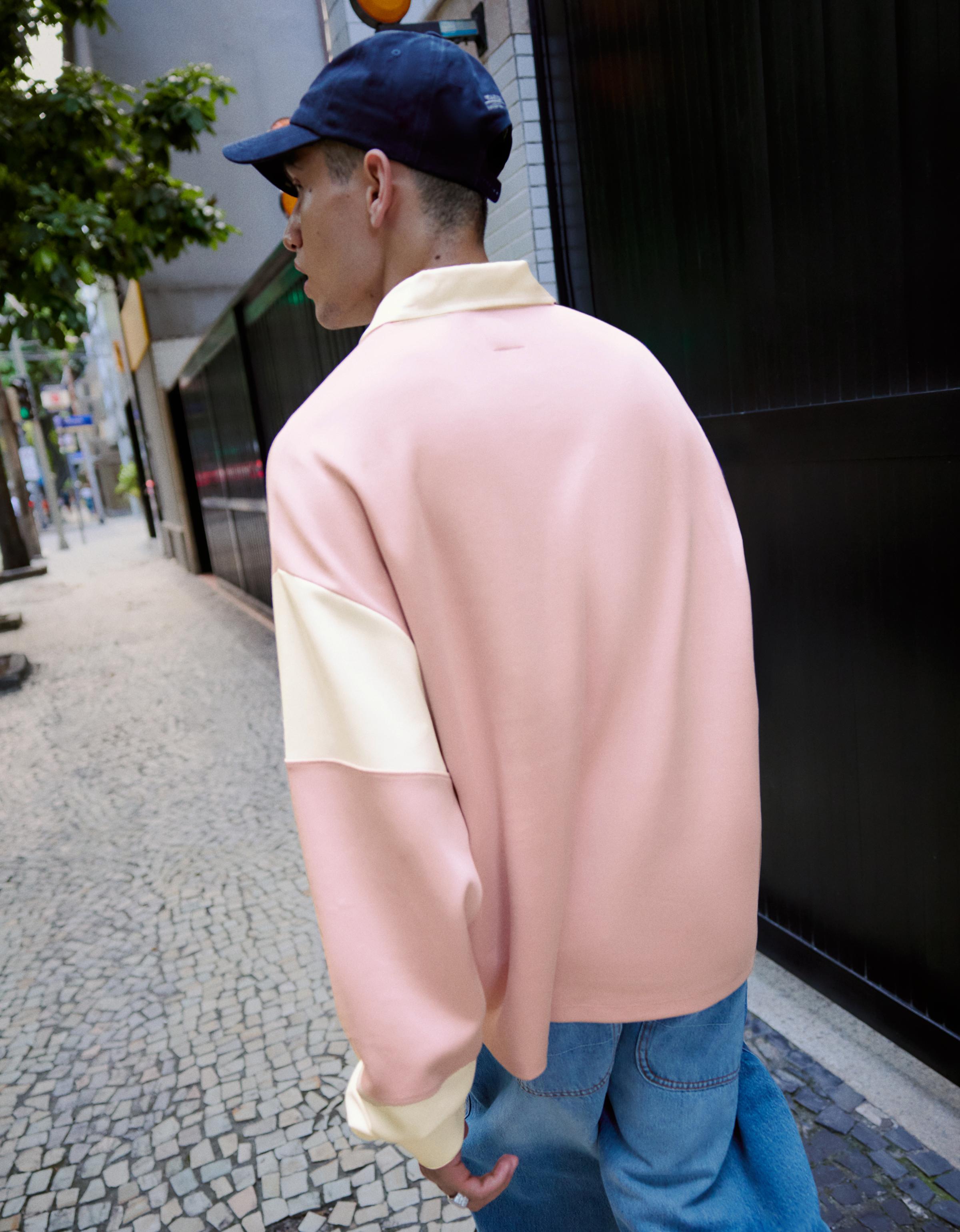 Baskılı uzun kollu polo sweatshirt - Görsel 12